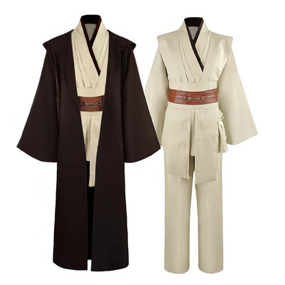 Obi-Wan Kenobi Men’s Jedi Costume – Adult Jedi Knight Robe, Hooded Tunic & Cloak Full Set for Halloween Cosplay & Dress-Up