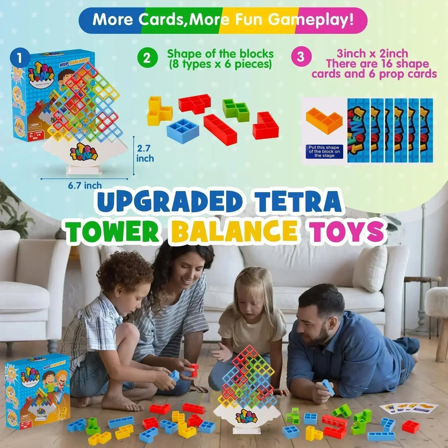 Juego de equilibrio y apilamiento Tetra Tower – Divertido juego de mesa de construcción de puzles para niños y adultos, desafío de apilamiento estratégico, actividad para noche de juegos en familia y regalo interactivo en equipo