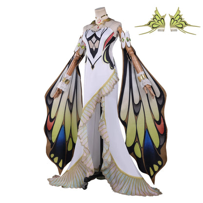 C.C. Cosplay Costume – Code Geass Black Lace Butterfly Long Dress Set with Wig (Anime Roleplay Outfit)