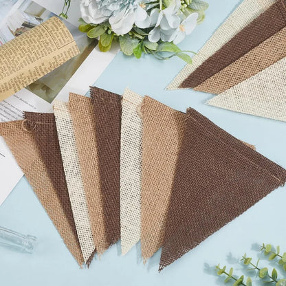12FT Burlap Pennant Banner – Rustic Triangle Flag Garland for Weddings, Birthdays & Party Decorations
