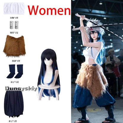 Anime Demon Slayer Hashibira Inosuke Cosplay Costume | Unisex S–L Outfit with Pig Mask for Halloween, Carnival & Comic Con