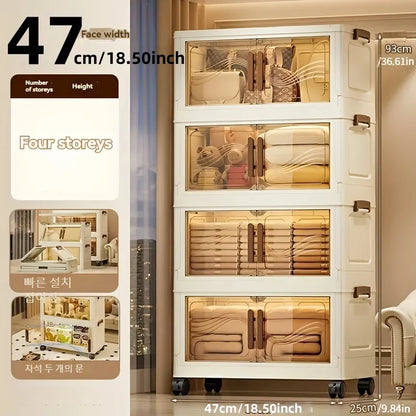 Caja de almacenamiento plegable con puerta transparente – Organizador grande y duradero para ropa, libros, juguetes y almacenamiento en el hogar