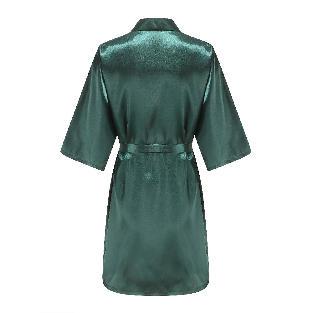 Bata de satén "Team Bride" – Kimono de pijama para fiesta de bodas con estampado de letras blancas | Regalo de despedida de soltera para mujer