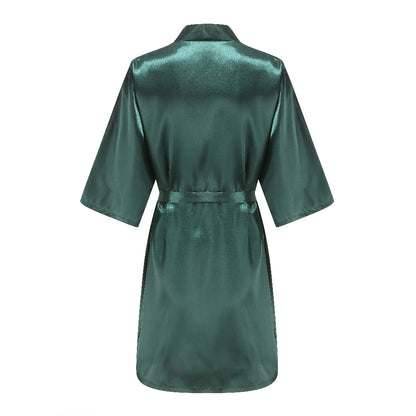 Bata de satén "Team Bride" – Kimono de pijama para fiesta de bodas con estampado de letras blancas | Regalo de despedida de soltera para mujer