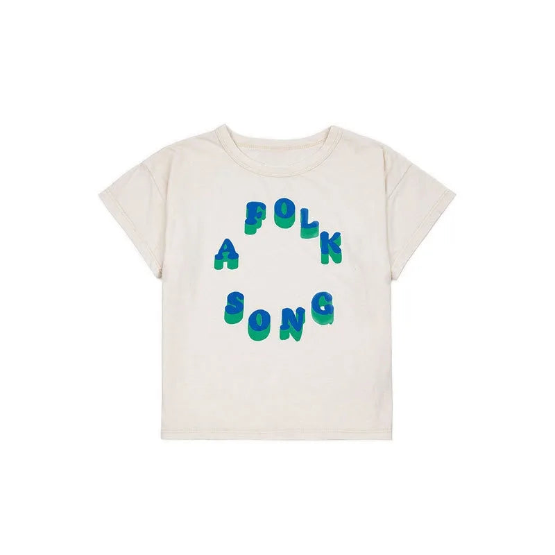 Camiseta de algodón con dibujos animados para niños 2025 – Top de manga corta estilo coreano de primavera-verano para bebés niños y niñas, ropa exterior informal para uso diario.