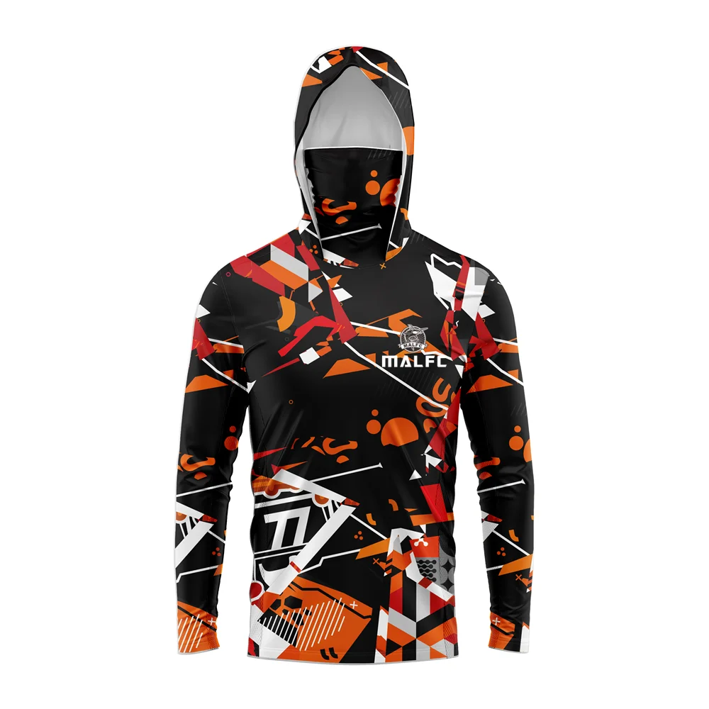 MALFC Men's Hooded Fishing Shirt – Long Sleeve UV Protection Performance Fishing Apparel for Outdoor Adventures
