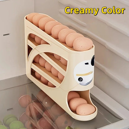 3-Tier Rolling Egg Storage Container – 24-Egg Refrigerator Organizer Rack, Large-Capacity Egg Holder & Kitchen Fridge Storage Box