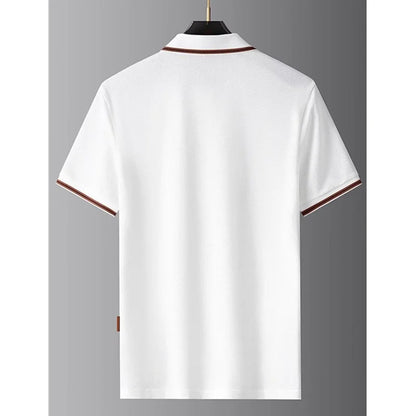 Men's Luxury-Style Polo T-Shirt – Soft Solid Short-Sleeve Turn-Down Collar Shirt with Loose Fit, Casual Business & Smart Everyday Wear