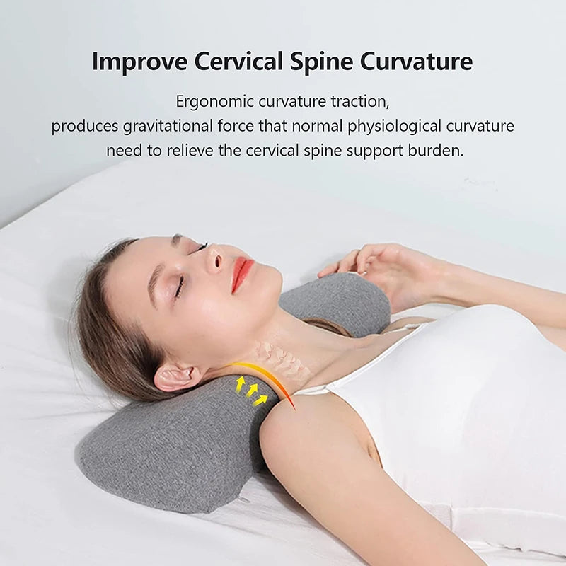Almohada cervical de espuma viscoelástica – Almohada ergonómica contorneada para soporte de cuello, almohada ortopédica para dormir para quienes duermen de lado, boca arriba y boca abajo, cojín de cama para alivio de presión