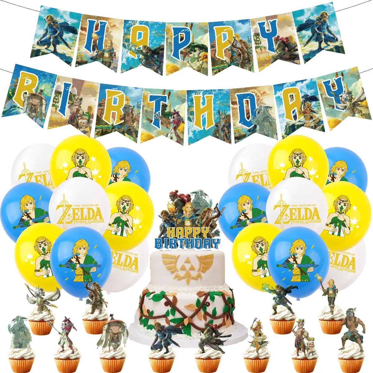 The Legend of Zelda Party Decorations – Birthday Balloons Set (Latex & Foil) Theme Event Cake & Party Supplies