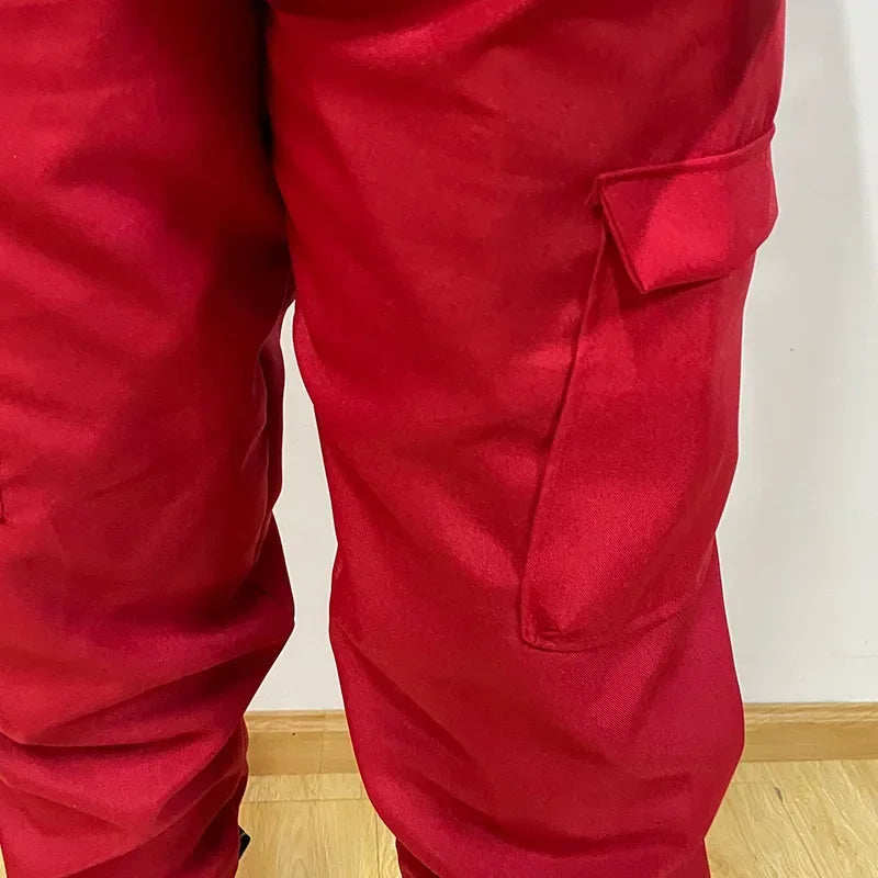 Hot Halloween Anime Cosplay Costume – Red Sportswear Squid Game Inspired Set with Mask & Accessories for Party Performance & Holiday Gift