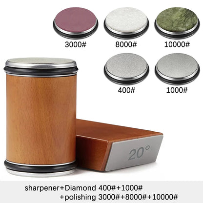 Juego de afilador de cuchillos rodante – Piedra de afilar de diamante con guía angular de 15° y 20° para cuchillos de cocina