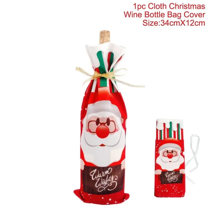 Christmas Wine Bottle Cover Set – Red Dress Wine Bottle Bag for Xmas, New Year Gifts, Navidad Party & Dinner Table Decor