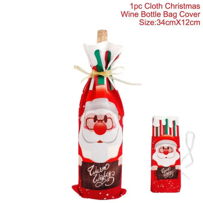 Christmas Wine Bottle Cover Set – Red Dress Wine Bottle Bag for Xmas, New Year Gifts, Navidad Party & Dinner Table Decor
