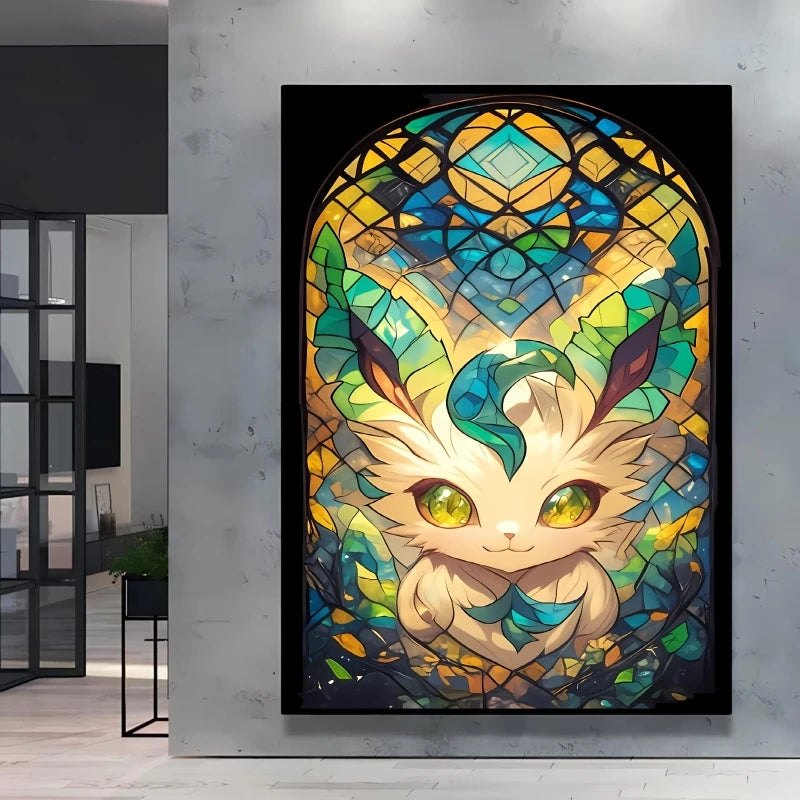 Pokémon Bulbasaur & Pikachu Canvas Wall Art – Bright Garden Themed Cartoon Home Living Room Decor