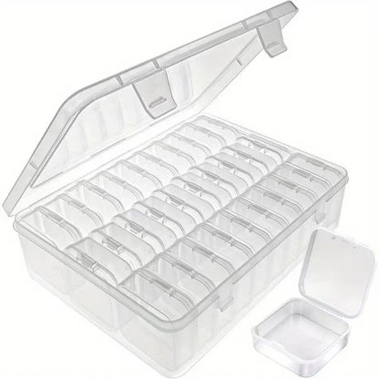 Transparent Plastic Storage Organizer Box – 14 or 30 Compartment Case for Jewellery, Beads & Small Parts