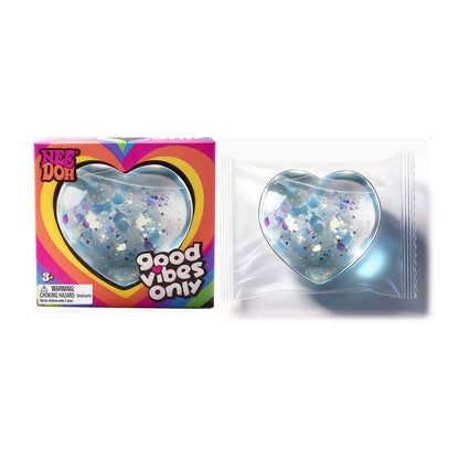 NeeDoh Heart Shaped Squeeze Toy – Glitter Filled Soft TPR Stress Relief Fidget Toy for Kids & Adults, Anxiety Relief Gift