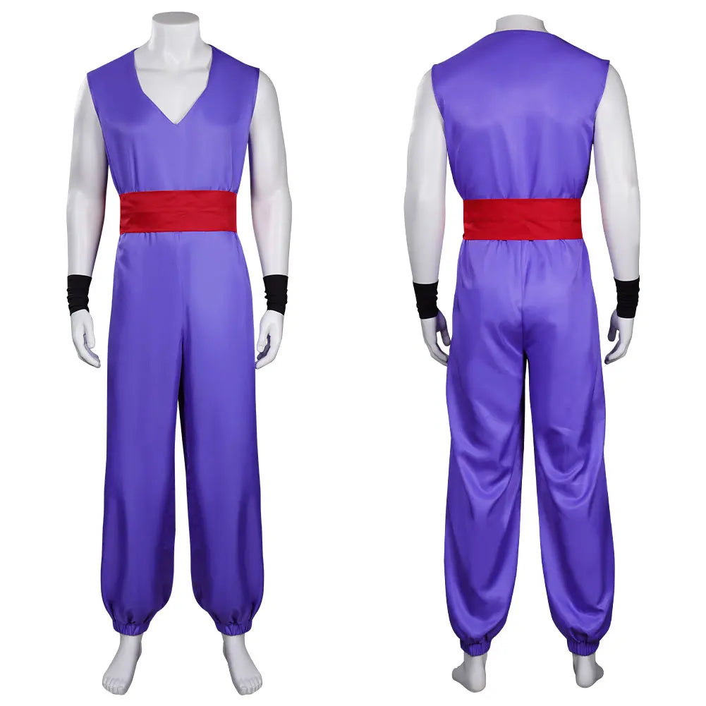 Dragon Ball Gohan Inspired Cosplay Costume – Men’s Jumpsuit Outfit Set with Belt, Shoes & Boots for Halloween, Carnival & Party Roleplay