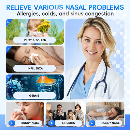 Nasal Irrigation System with Water & Waste Collection Tanks – Sinus Rinse Nose Cleaner for Nasal Hygiene, Sinus & Allergy Relief