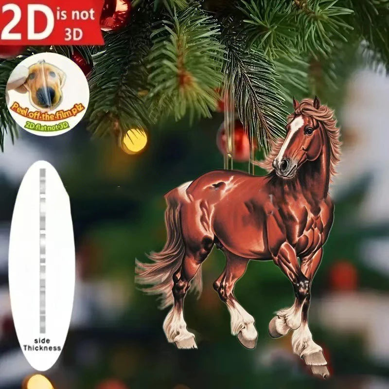 Cute Cat 2D Acrylic Christmas Pendant – Flat Hanging Ornament for Xmas Tree, Holiday Party & Festive Home Decor