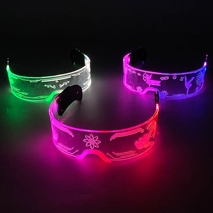 LED Luminous Party Glasses – Futuristic Rainbow Space & Robot Rave Goggles with Star Lights for Concerts, DJ Events, Masquerade & Y2K Parties