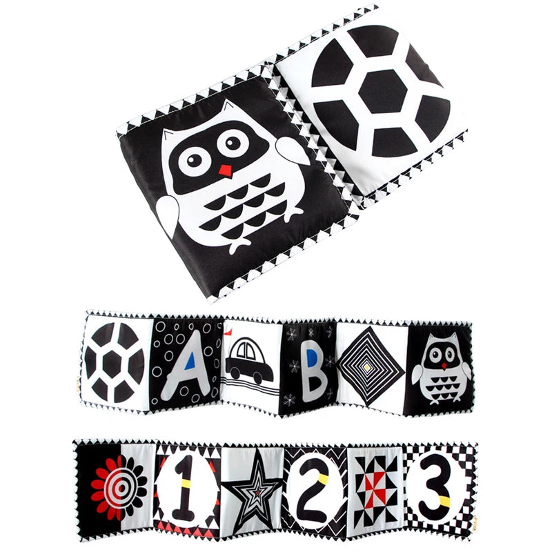 Black & White Sensory Cloth Book for Babies 0–12 Months Montessori Soft Crinkle Toy