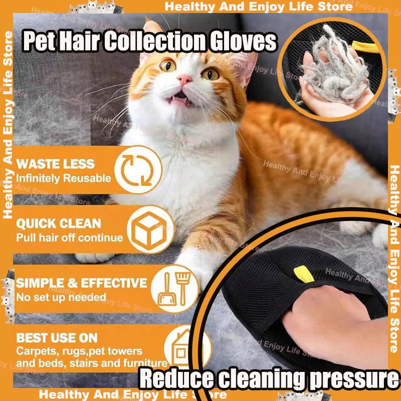 Guante Quitapelos para Mascotas – Manopla Reutilizable de Doble Cara para Recoger Pelo y Limpiar Pelo de Perros y Gatos