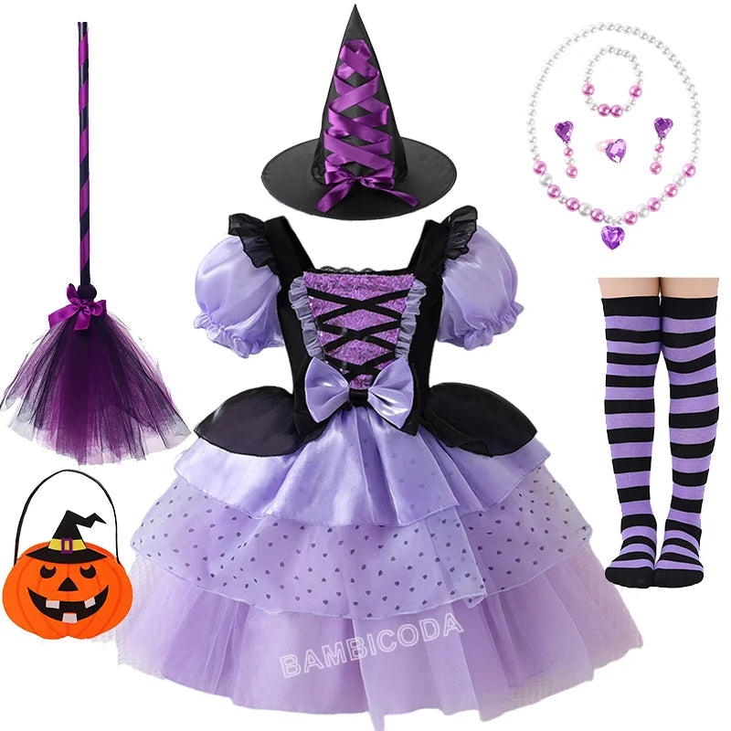 2026 Gothic Lolita Witch Costume Dress – Japanese-Inspired Ruffle Bow Princess Dress for Halloween, Christmas & Parties