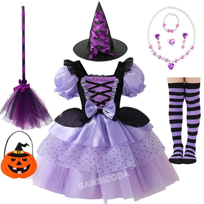 2026 Gothic Lolita Witch Costume Dress – Japanese-Inspired Ruffle Bow Princess Dress for Halloween, Christmas & Parties