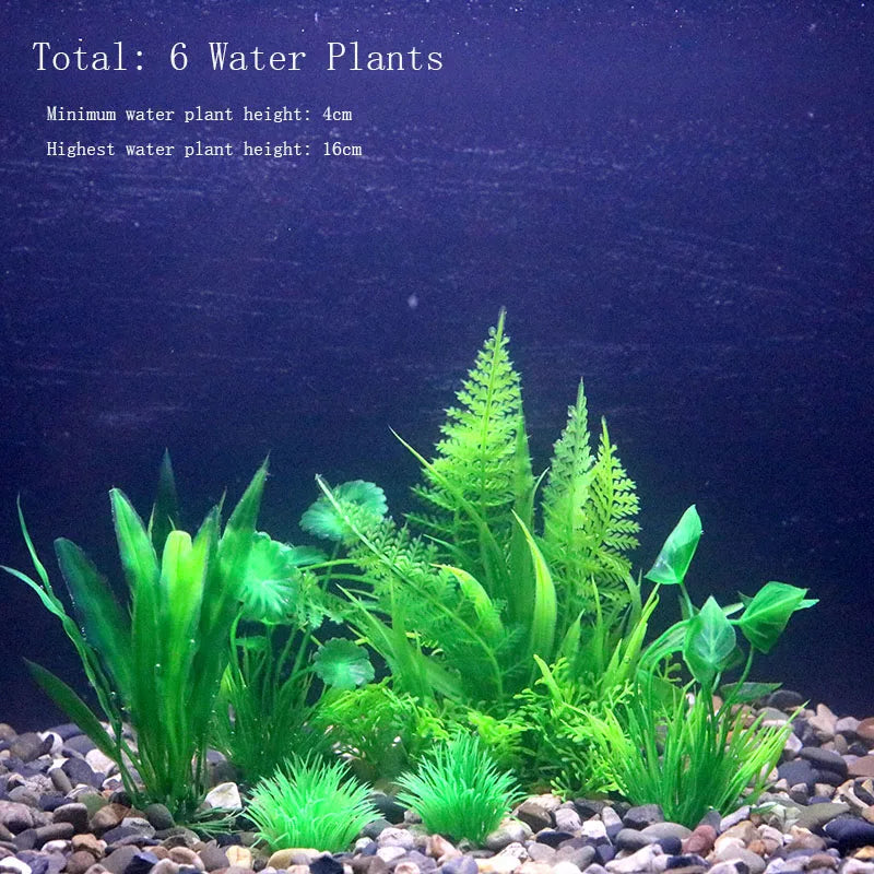 Artificial Underwater Aquarium Plants – Plastic Aquatic Fake Shrubs & Green Water Grass for Fish Tank Landscaping, Realistic Simulated Decor