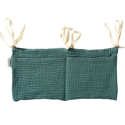 Organizador Colgante para Cuna de Bebé – Cesta de Almacenamiento para Mesita de Noche con 2 Bolsillos para Pañales, Juguetes, Ropa y Artículos Esenciales para Bebés