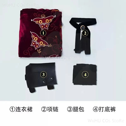 Resident Evil 4 Ada Wong Cosplay Costume | Red Cheongsam Embroidery Dress with Wig | Halloween Carnival & Anime Roleplay Suit for Women