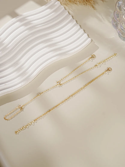Pulsera de dedo con cadena ultradelgada de 2 piezas – Joyas de cadena de mano minimalistas en capas para mujer | Accesorio de moda diario