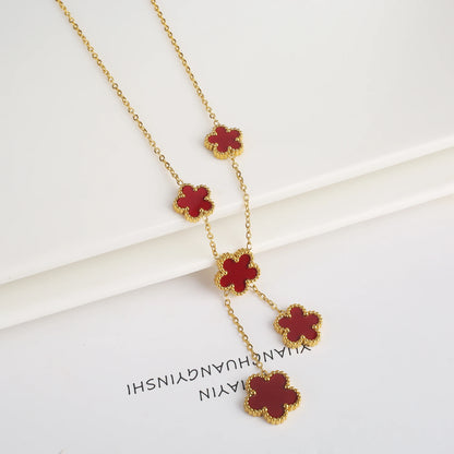 Stainless Steel Five Leaf Flower Clover Bracelet for Women Girls Adjustable Laser Petal Classic Brand Jewelry Gift