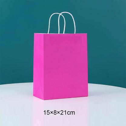 Bolsas de regalo de papel kraft de 5/10/25/50 piezas con asas – Bolsas de regalo y dulces de 10 colores para cumpleaños, bodas, baby showers y empaques de regalo