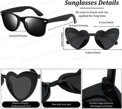12–120PCS Personalized Heart Sunglasses with Pen – Wedding & Bachelorette Party Favors, Bridal Party Photo Props & Gifts