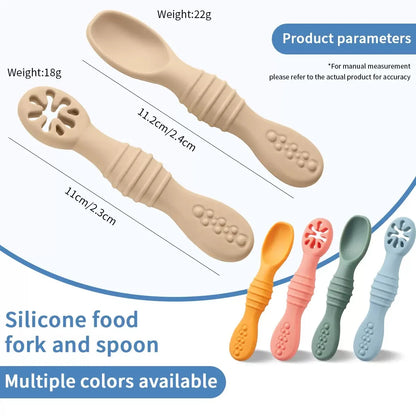 Lot de cuillères d'alimentation en silicone pour bébé – Cuillère douce à double embout pour purées, céréales de riz et sevrage autonome
