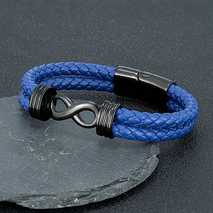 Inspirational Infinity Number 8 Leather Bracelet for Men – Motivational Cuff Bangle, Anniversary & Father’s Day Gift