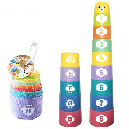 Gobelets empilables chiffres et lettres pour enfants – Jouet sensoriel Montessori éducatif pour tout-petits, jeu de puzzle d'apprentissage précoce, cadeau d'activité d'empilement rapide