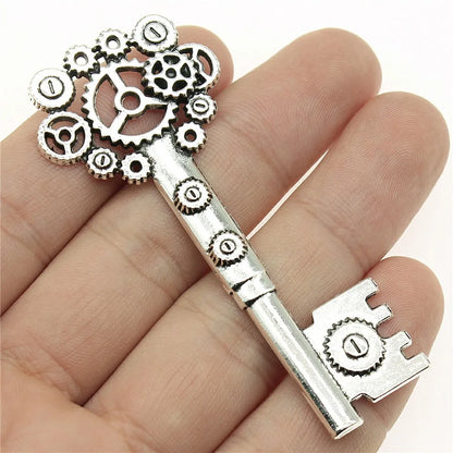 2 pendentifs clé de grande taille – Breloques de style tibétain pour la création de bijoux, fournitures artisanales pour colliers, bracelets et accessoires