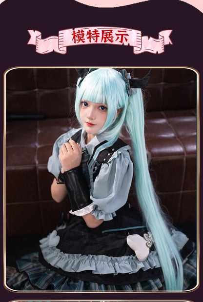 Virtual Singer Miku Cosplay Dress – Kawaii Lolita Performance Outfit (Female Halloween Complete Costume Set)