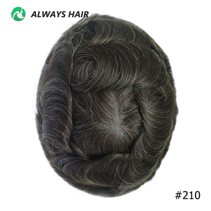 0.12-0.14mm PU Skin Hombres Peluquín – Peluca de Sistema Capilar de Cabello Humano Indio de Grosor Completo | Reemplazo de Cabello Natural con 130% de Densidad