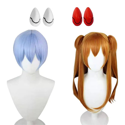Asuka Langley Soryu Cosplay Costume Set – Wig & Hair Clips (Anime Character Accessories for Women/Girls, Halloween Party Outfit)