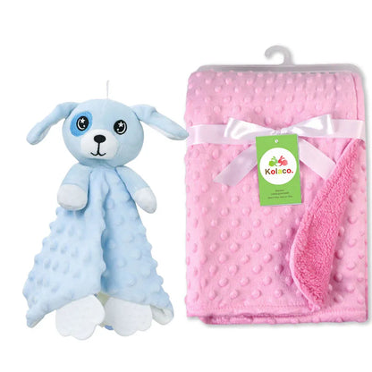 Couverture et doudou personnalisés avec prénom de bébé – Ensemble doux en minky à pois, 2-en-1, cadeau de naissance personnalisé pour garçons et filles