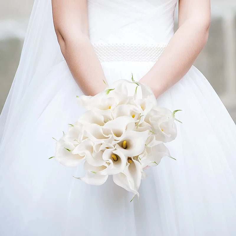 5/10/15/20pcs Real Touch Calla Lily Artificial Flowers – Realistic Faux Calla Lily Bouquet for Wedding Bridal Arrangements, Home Décor & Floral Decoration