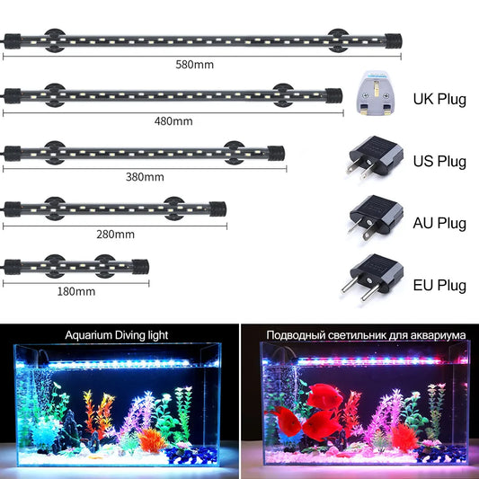18-58cm Waterproof Aquarium LED Clip Light – 90-260V Submersible Fish Tank Lamp for Aquatic Plants, Underwater Decor & Plant Growth