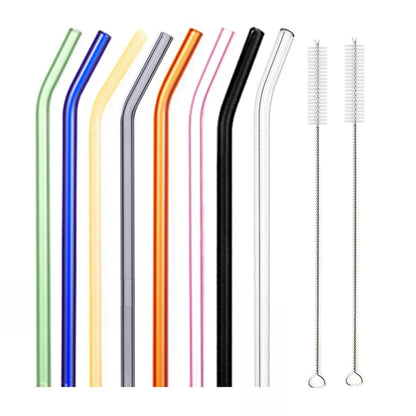 8.5 Inch Reusable Glass Straws Set, 8mm Multi-Color Drinking Straws, Eco-Friendly Glass Straws for Smoothies, Milkshakes, Cocktails and Cold Drinks