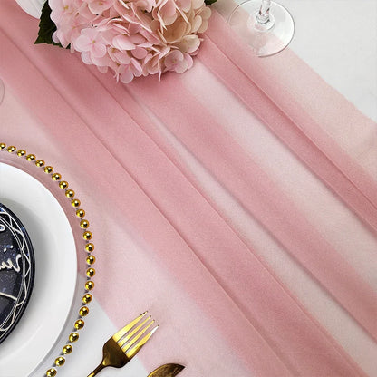 Camino de mesa de gasa - Decoración de arco de boda de tela de seda transparente | Decoración de mesa bohemia para cumpleaños y eventos