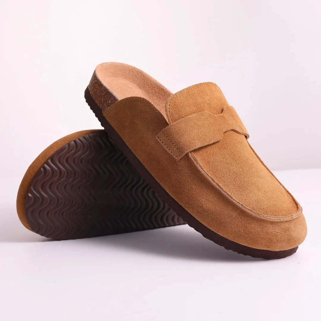 Zuecos de ante Crestar Cork – Zapatillas tipo mules unisex antideslizantes con soporte para el arco del pie