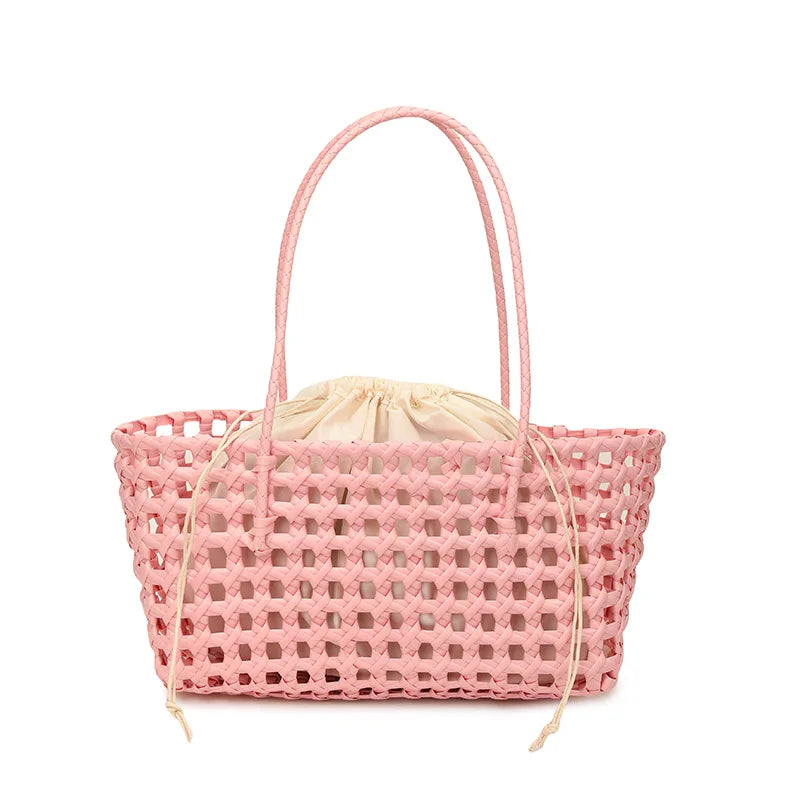 Bolso Cesta de Paja Tejido a Mano para Mujer – Bolso de Hombro de Ratán, Bolso de Playa de Verano para Mujer, Cartera de Viaje de Diseño para Compras, Vacaciones y Salidas Casuales